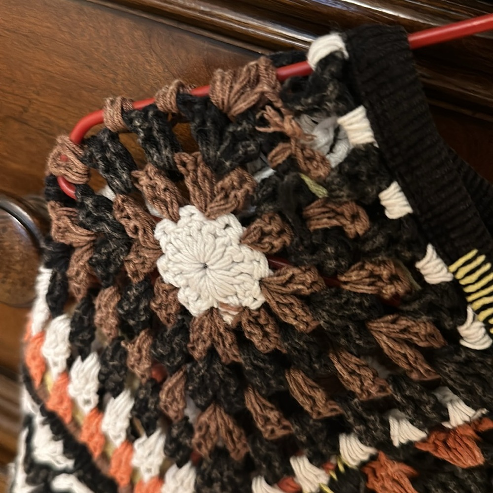 Free People Mixed Media Granny Square Crochet Shirt NEW - Picture 5 of 9